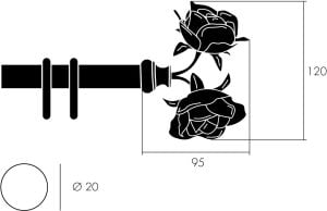 Frandoli Bastoni per Tende - Linea Rose Ferro - Bastone Rosa doppia dimensioni