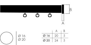 Frandoli Bastoni per Tende - Linea Tetris Ferro - Bastone Simon dimensioni