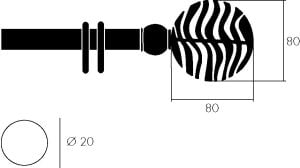 Frandoli Bastoni per Tende - Linea Ninfee Ferro - Bastone Zebra dimensioni